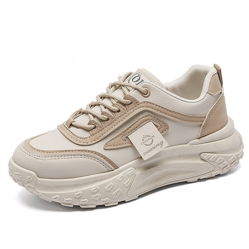 White Shoes With Thick Sole Designer s New Leather Soft Sole For Training And Running In 2025 Thick Sole For Increasing Height Casual Women s Running 