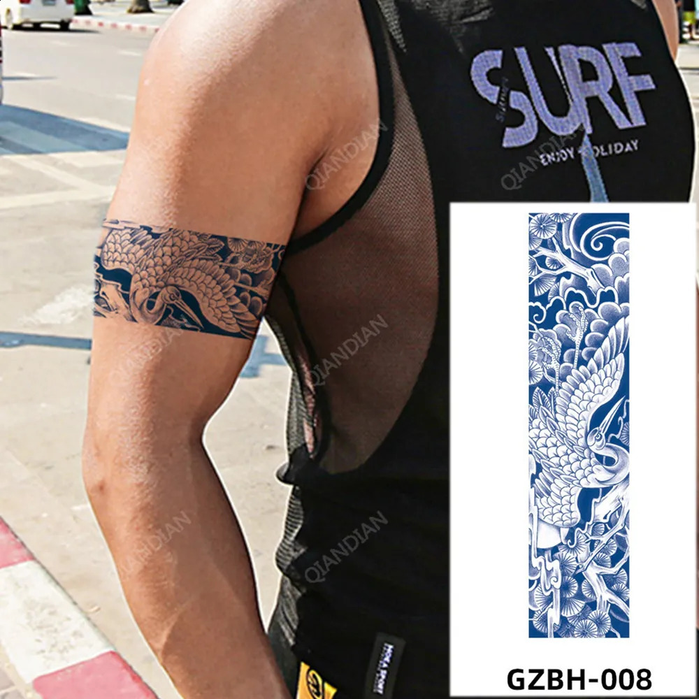 SemiPermanent Juice Temporary Tattoo Waterproof Man Armband Sticker 15 Days Long Lasting Wave Dragon Flower 250219