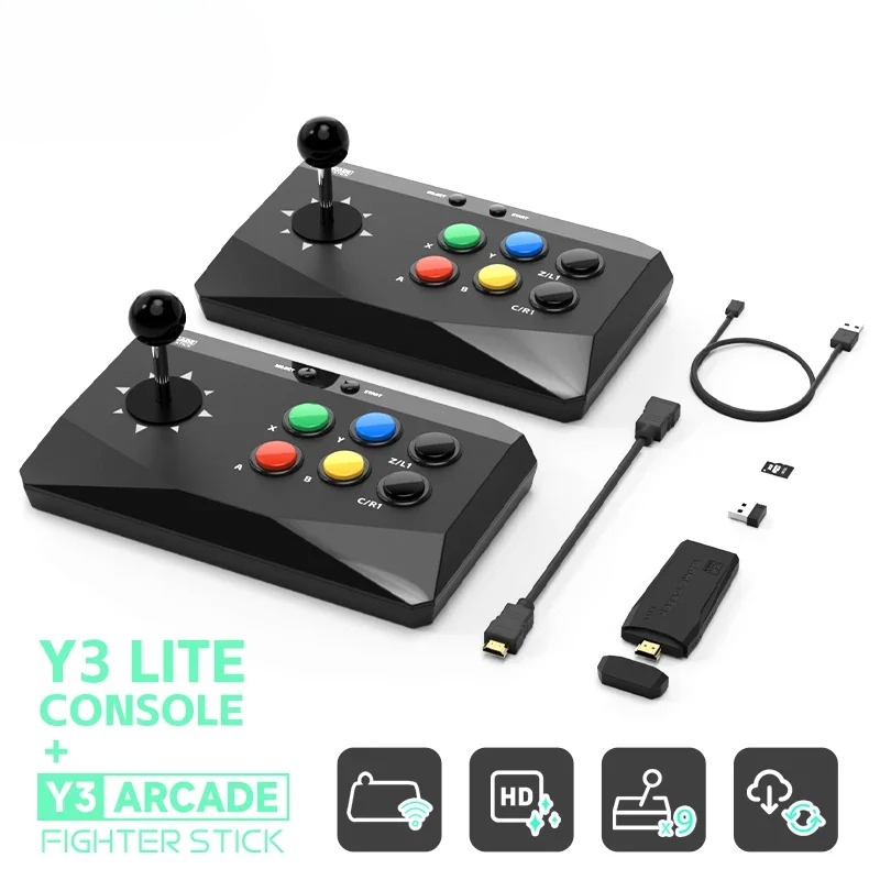 Y3 Arcade 4K Video Game Console Built-in 10000 Games Stick For PS1/FC/GBA Retro TV Dendy With Game Arcade Keyboard Joystick