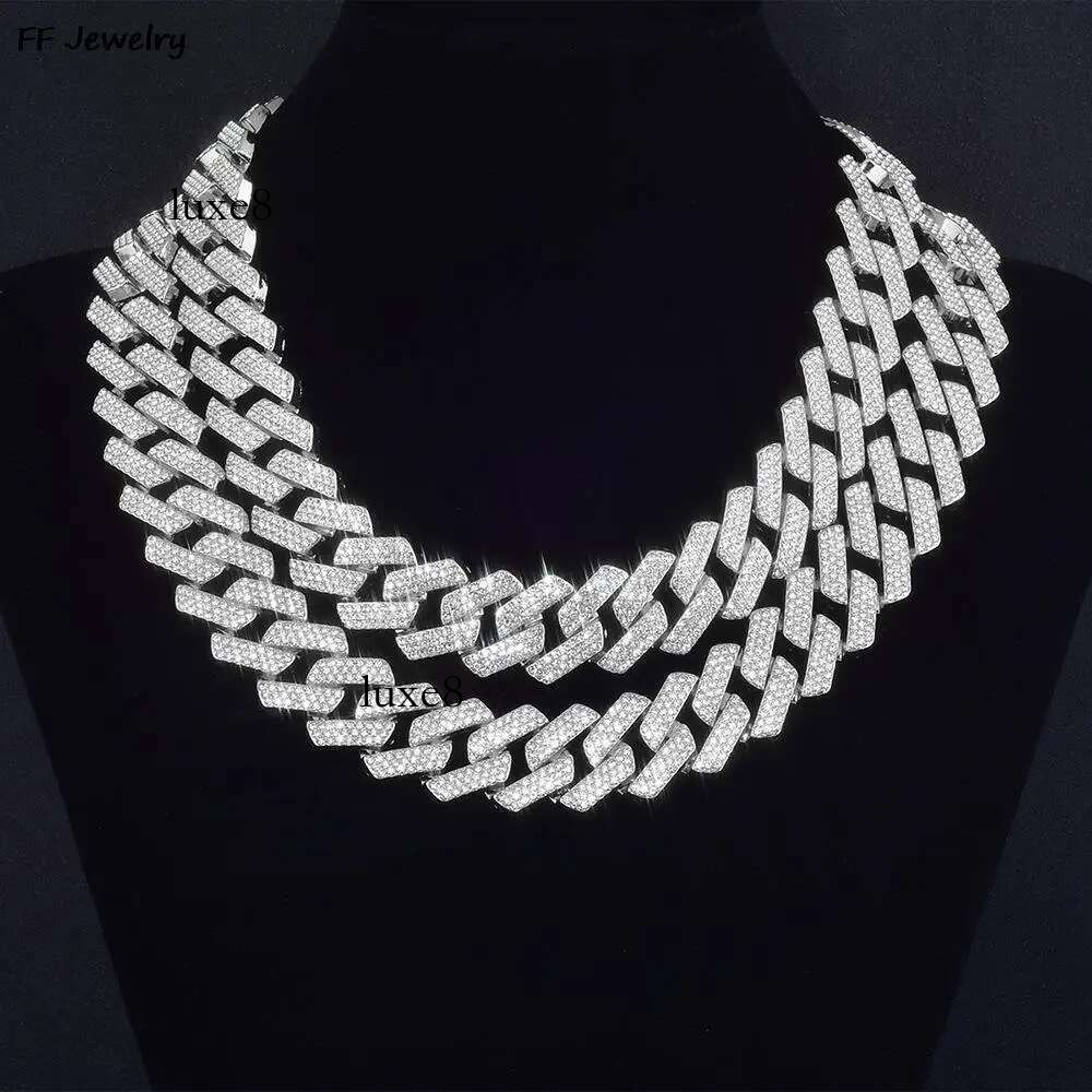 20MM 3 Row Men Hip Hop Prong k Chain Necklace Bg Iced Out Rhie Paved Miami Rhombus Cuban Necklaces Jewelry