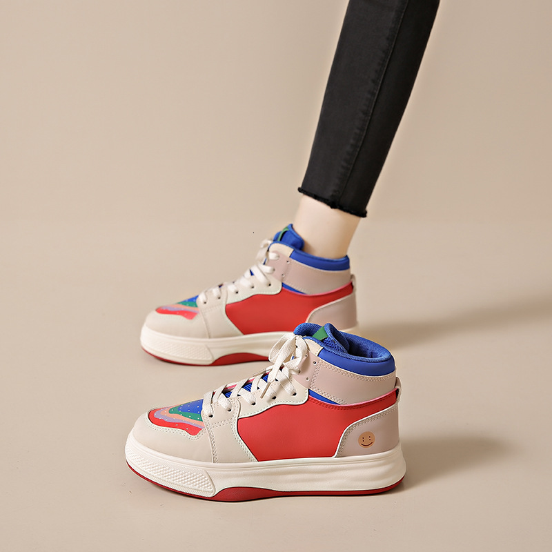 2025 Designer s New High Top Mandarin Duck Color Thick Sole Height Increasing Multifunctional Sports And Leisure Board Shoes