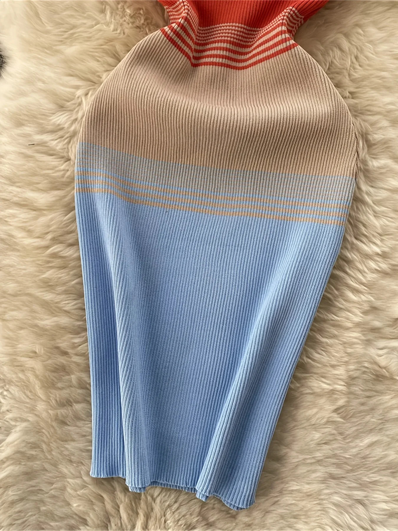 2024 Womens Colorful Cube Strap Dress Sexy No Back SpringSummer Short Skirt 250227Z