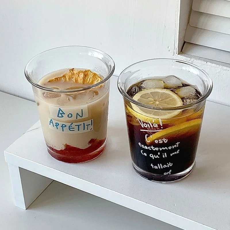Mugs 350ML Home Daily Water Cup Cafe American Iced Latte Coffee Cup Drink Juice Cold Drink Simple ic Transparent Glass Cup CL250303