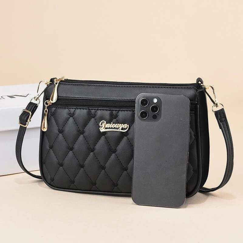 PU Leather Crossbody Bags Zipper New Fashion Shoulder Bag For Women Large Capacity Embroidery Thread Small Purse And Handbags