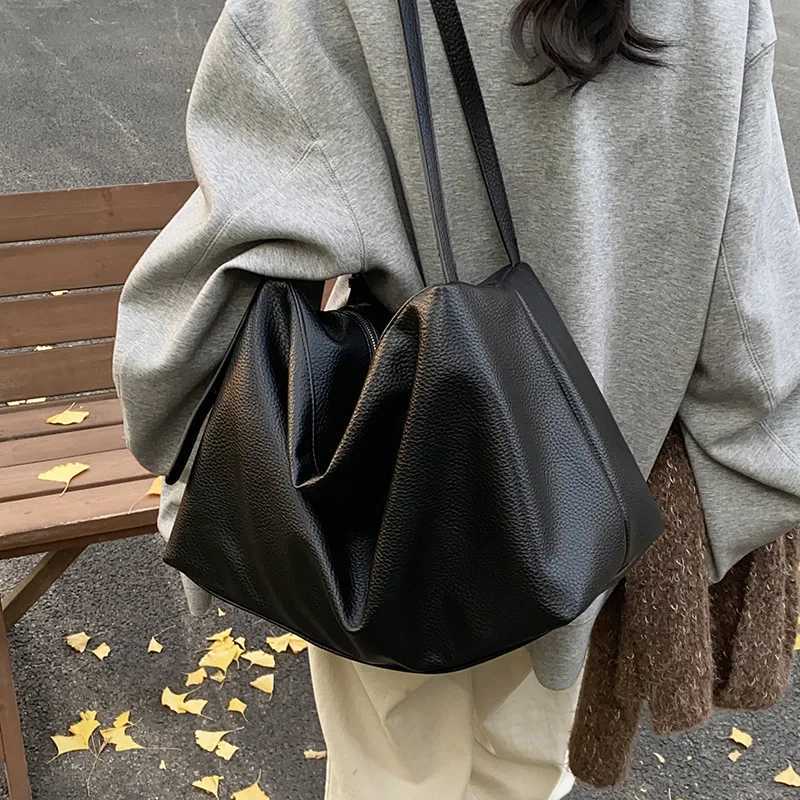 Brand Designer PU Leather and Oxford Patchwork Womens Shoulder Bag Retro Crossbody Bag Bucket Handbag Y250303