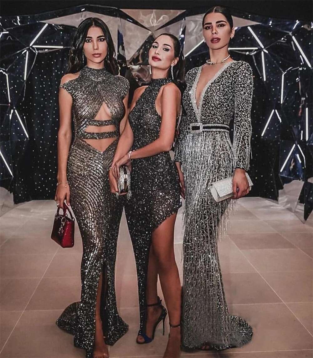Women's New Birthday Prom Sequined Fringed 1920S Long Elegant Bodycon Rhie Evening Party Dress