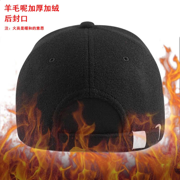 Mens winter large-sized felt baseball cap big head mens wool lined sports cap oversized wool buckle cap 56-60cm 61-65cm 250228