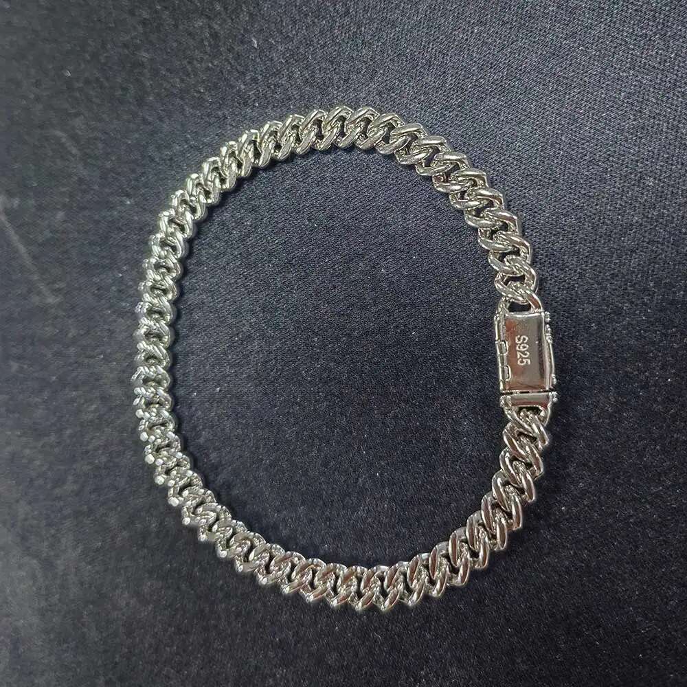 Waterproof 6mm Cuban k Chain Sterg Sier Iced Out Single Rows 5A CZ Light Thin Necklace Women Gift