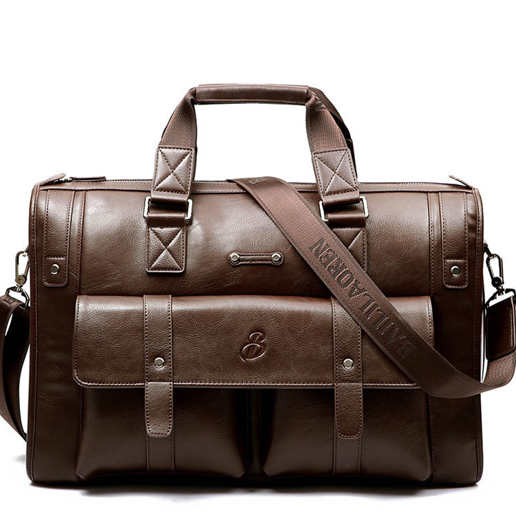 Free Shipping Briefcases Crossten Large Capacity Leather Briefcase Business Handbag Messenger Bags Vintage Shoulder Travel Bag Men's 17 Inch Lapt