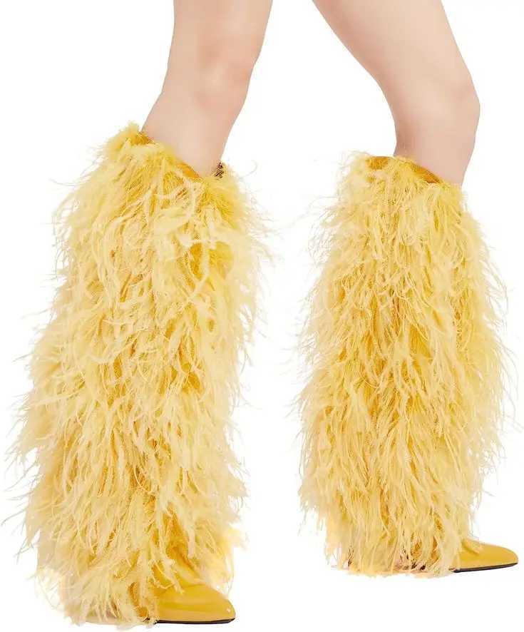 Fur Pointed Toe Pink/Blue Knee High Boots Womens Sexy Feather Colored Leather High Boots Luxury Designer Party Shoes Z250303