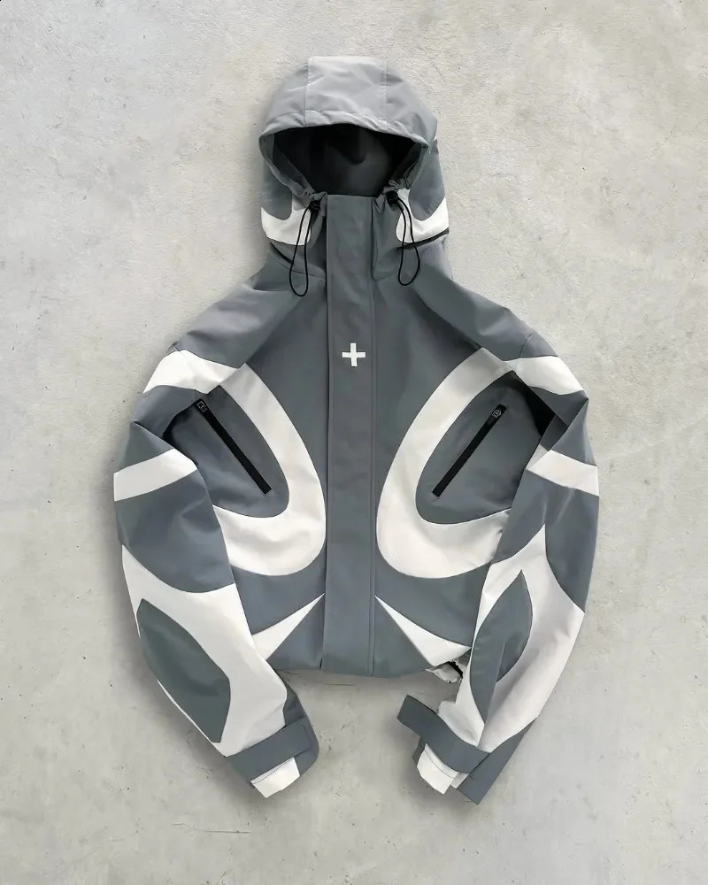 Harajuku High Street Trendy Fashion Striped Loose Jacket for Men Y2k Personalized Splicing Version Casual Zipper Hoodie for Women 250225