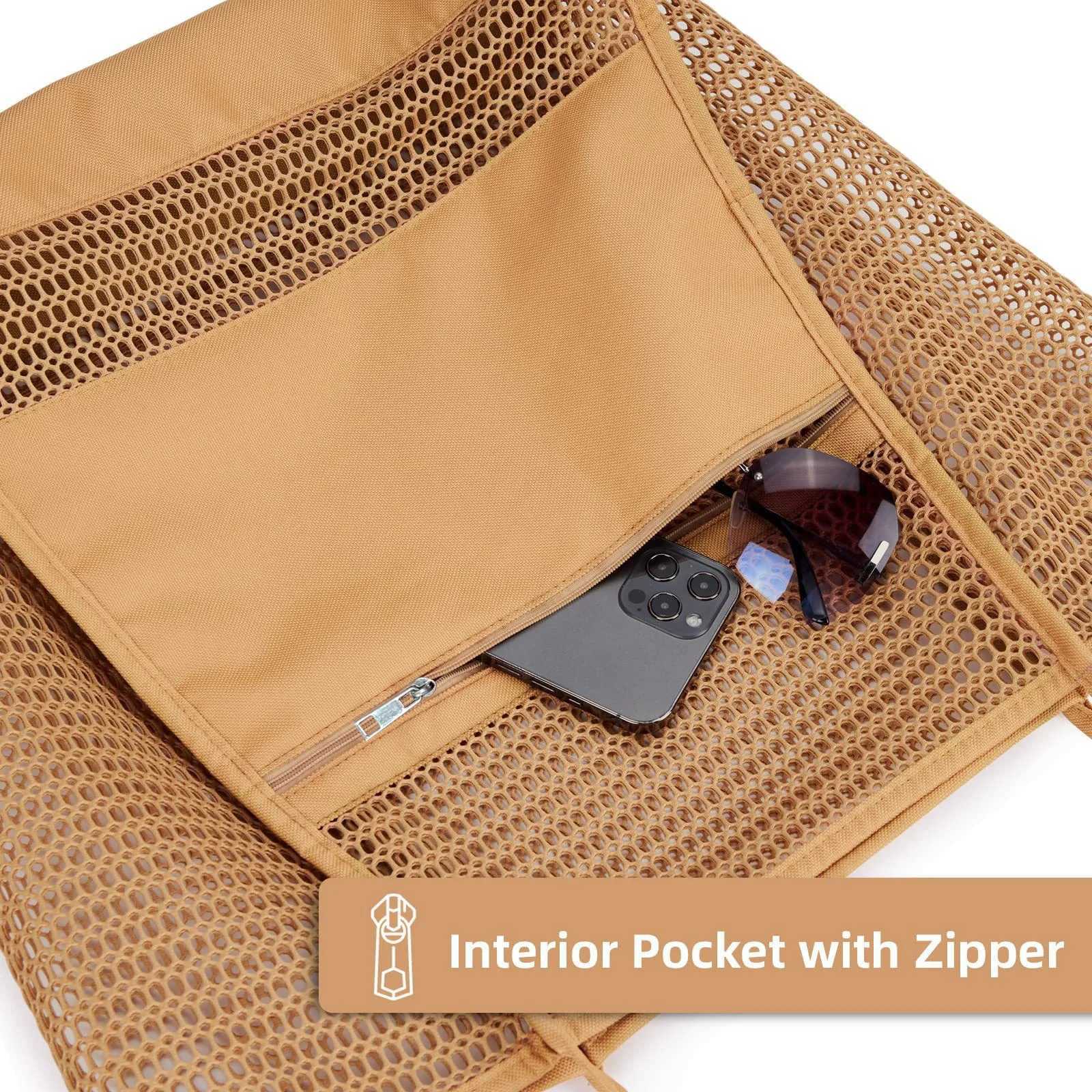 Large Beach Tote Bags Fashion Summer Double Layer Protable Mesh Bag Bathing Pool Toiletries Storage Beach Bag For Women Travel Z250307