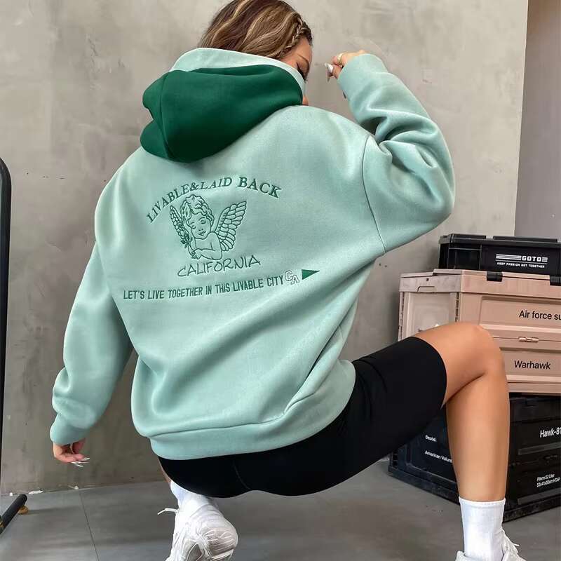 Custom French Terry Hoodies Women's Streetwear High Quality Essentials Drop Shoulder Embroidered Hoodie