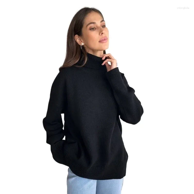 Women's Sweaters 2025 High Collar Sweater Explosive Comfortable Loose Versatile Set Head For Women In Europe And Spring