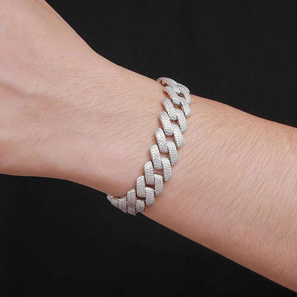 KNOBSPIN D VVS1 All Moissanite Cuban Bracelets for Women Man Hip Hop Party Fine Jewelry with GRA s Sterg Sliver Bracelet