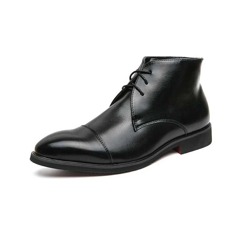 Luxury Leather Men Boots Solid Simplicity Pointed Toes Dress Leather Boots Men Fashion High Top Boots Party My Shoes Business Z250303