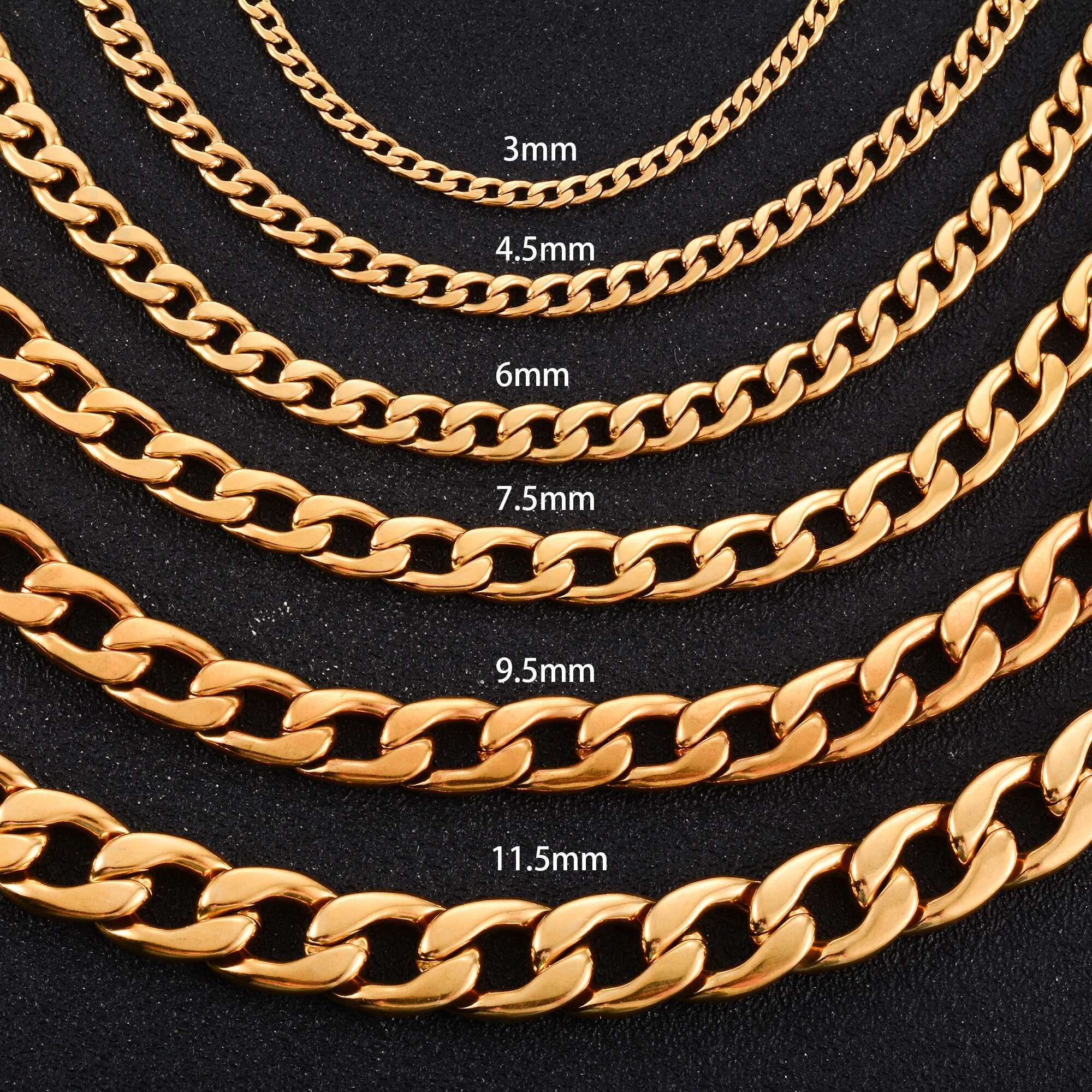 Men's Chunky Stainless Steel k Cuban Chain Curb Necklace for Women Men Gold Color Plated Choker Punk Rock Boy Metal Jewelry