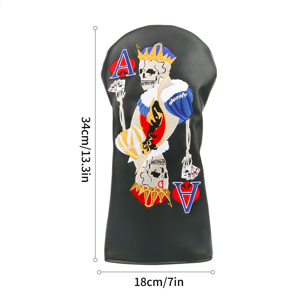 Golf Wooden Club Cover Club Hat Cover Exquisite Skull Playing Card Embroidered Head Protection Cover Selling 241115