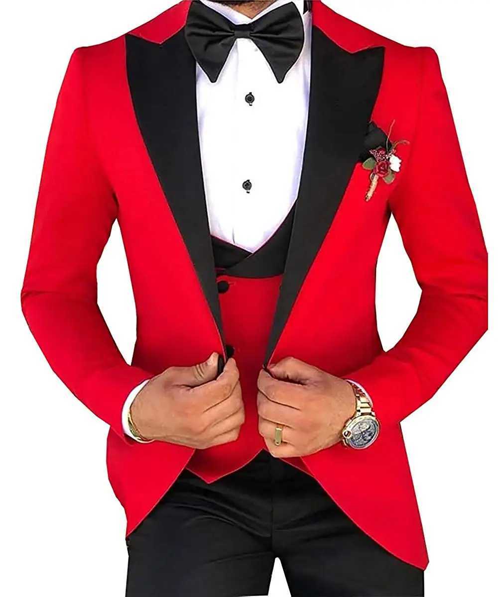 Men 3 Pieces Suits For Men Custom Made Groom Groomsmen Tuxedos Wedding Men Suit Terno Masculino(Jacket+Pant+Vest) M250303