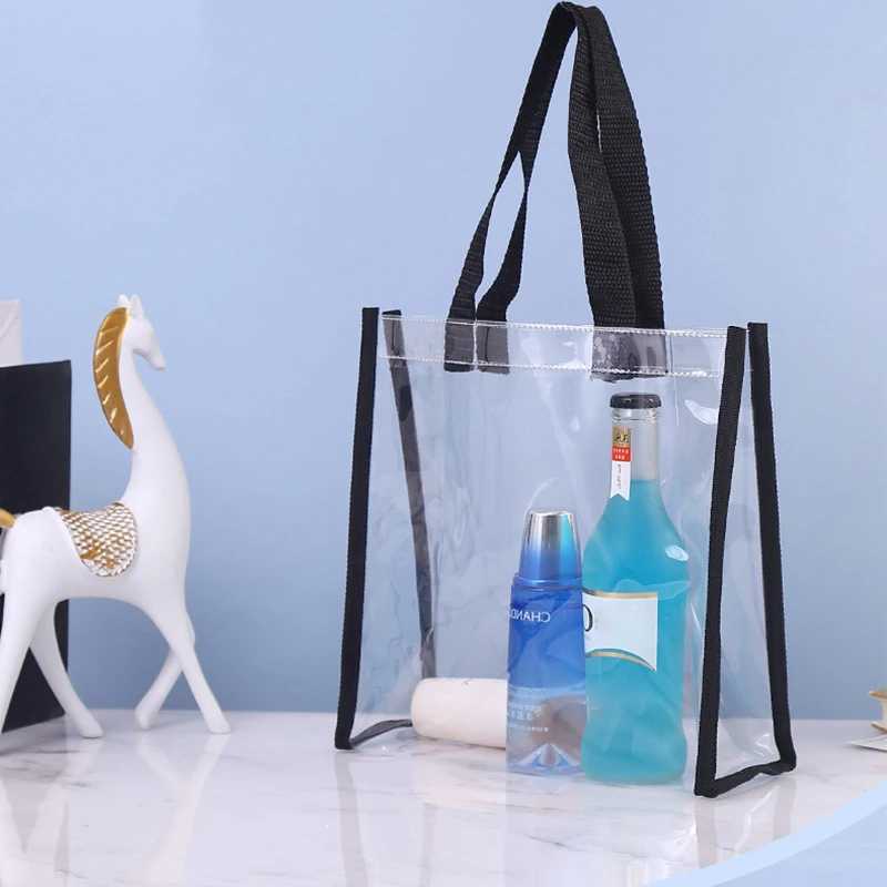New Arrival Womens Lightweight Handle Waterproof Transparent Shopping Bag Shoulder Carrying Handbag T250303
