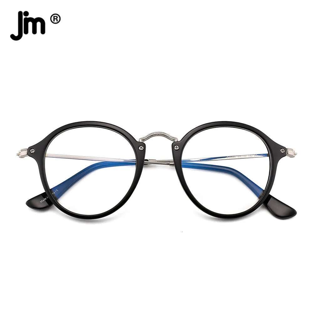 JM Round BLue Light for Women Vintage Computer Clear Fake Glasses Frame