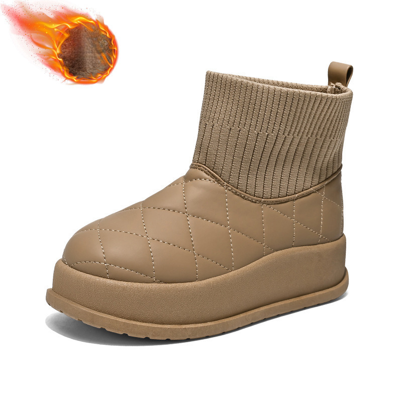 2025 Winter Designer s New Women's Velvet High Top Snow Boots White Fashion Warm Outdoor Non Slip Casual Cotton Shoes Leather Short Boots