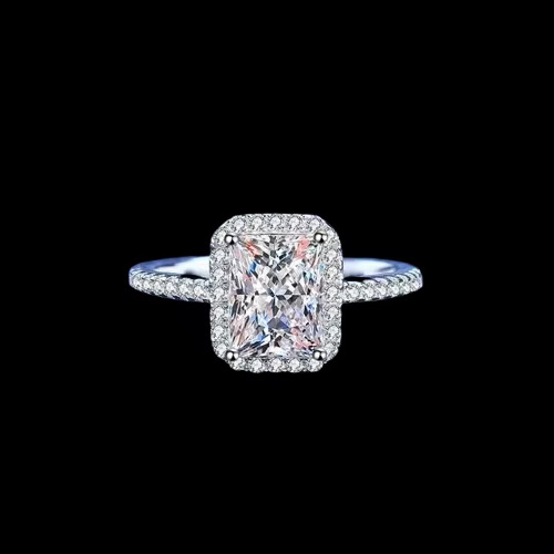 S Pure Sier Four Claw Square Sugar Emerald Radiant Cut Wedding Silica Ring