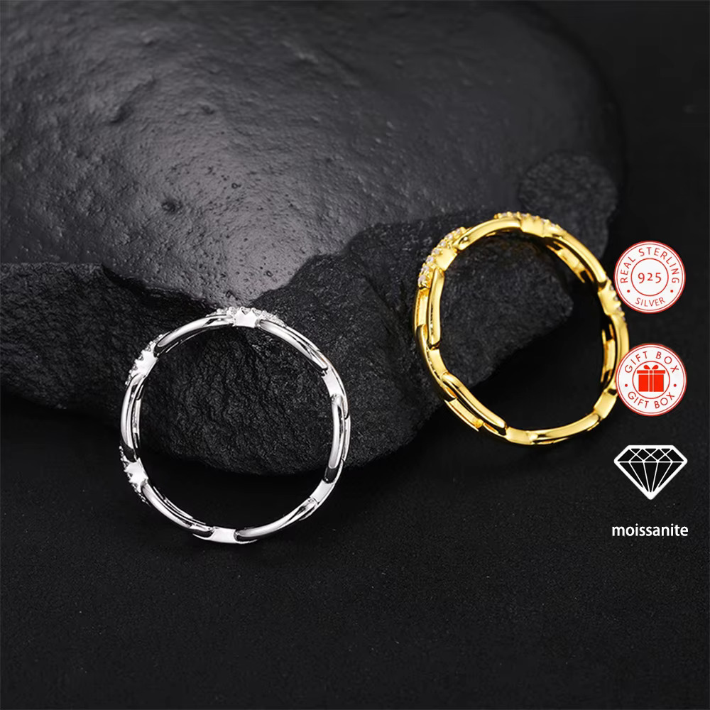 1pc Fashion Iced Moissanite Hip Hop Style Ring