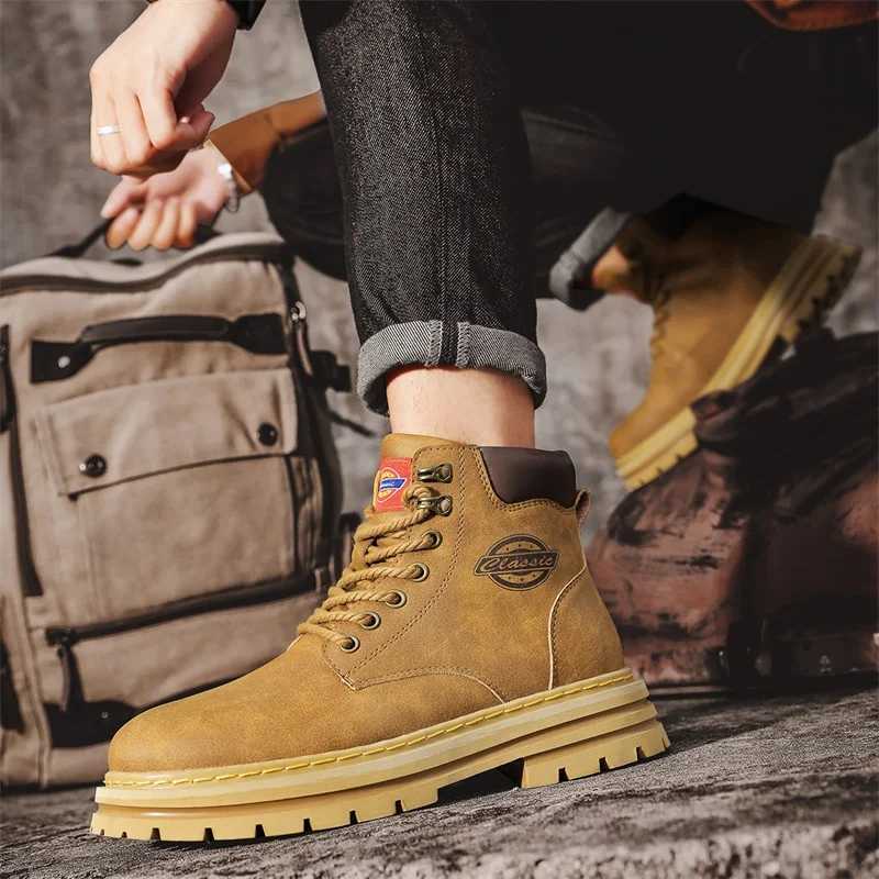 Hot Sale Mens Autumn Winter Tooling Boots Fashion Brand Ankle Shoes for Men Motorcycle Boots Male British Outdoor Casual Shoes Z250303