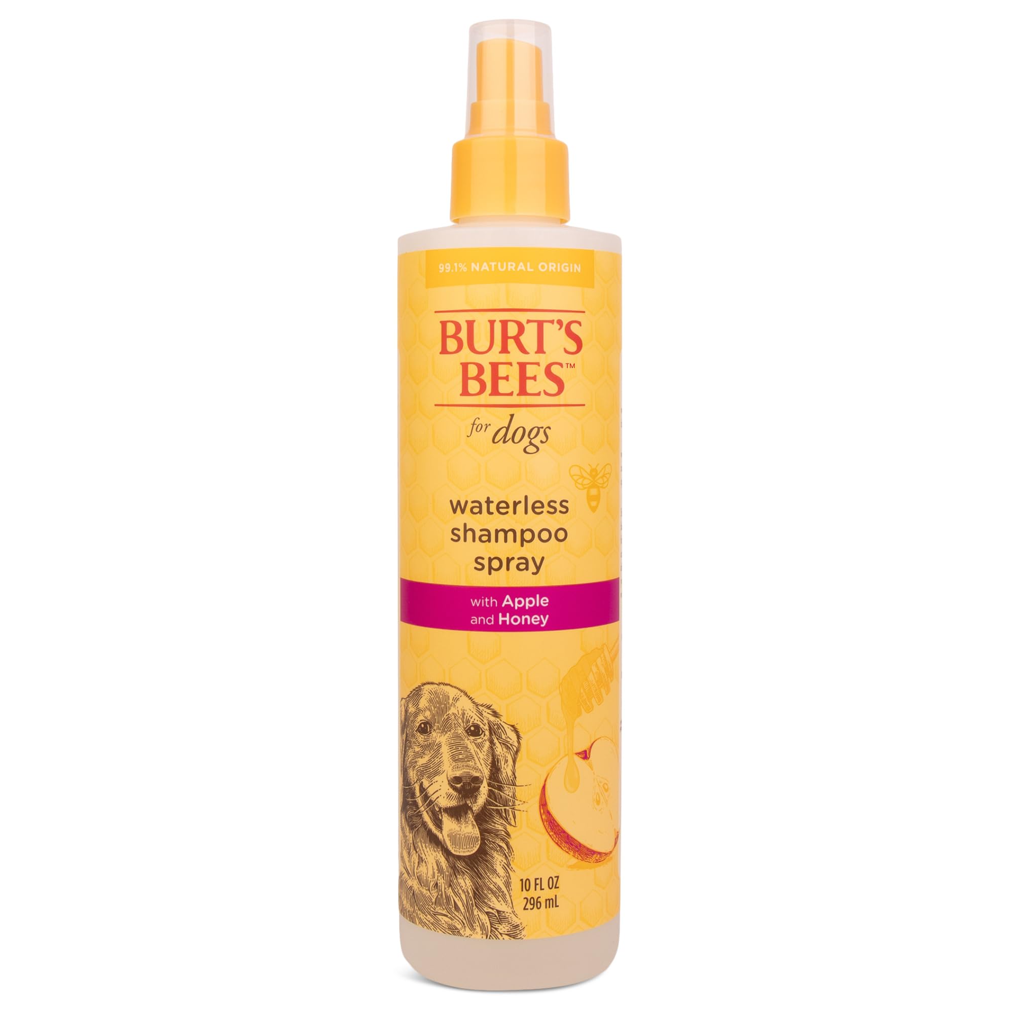 Burt's Bees for Pets Naturally Derived Waterless Shampoo Spray with Apple and Honey - Dry Dog Shampoo for All Dogs and Puppies - Cruelty Free, 10
