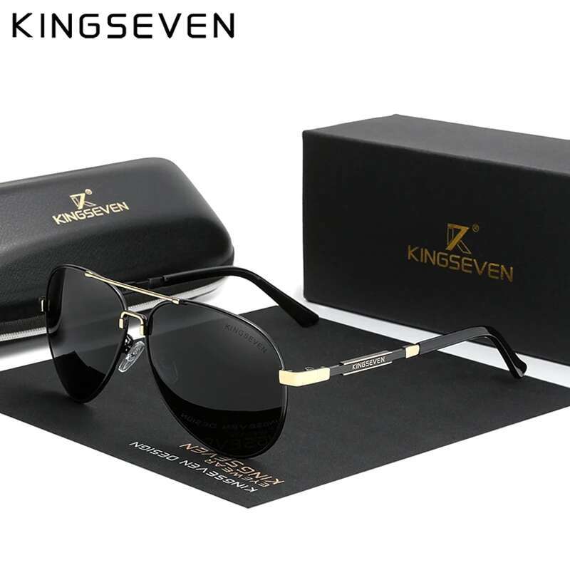 KINGSEVEN Brand 2024 Aluminum magnesium Polarized Men Sunglasses Vintage Square Metal Frame Male Sun Glasses Driving