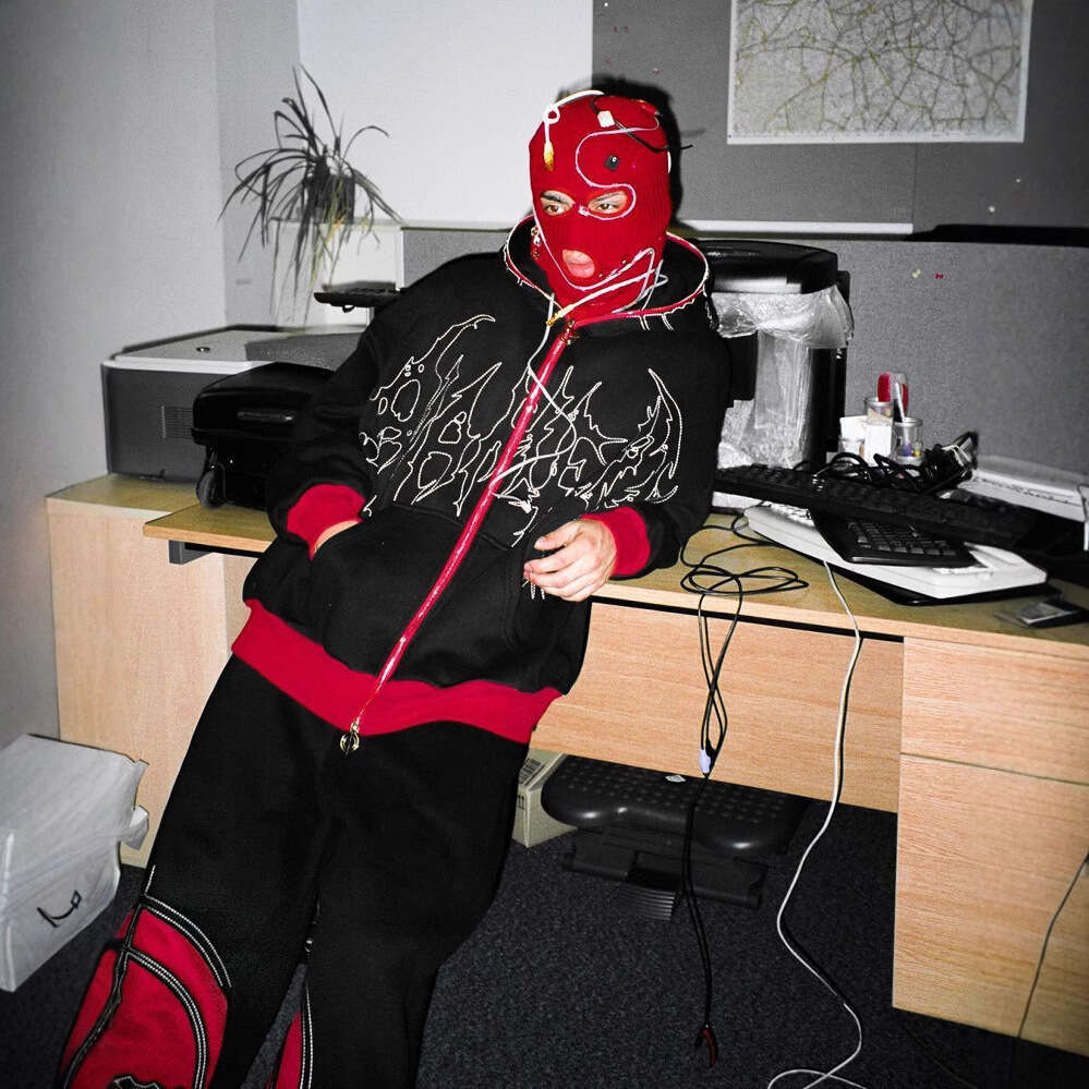 New street style thorny pattern hot stamping print trendy brand cardigan jacket with loose zipper autumn hoodie