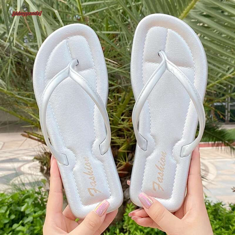 Women Shoes Flats Summer Flip ps Ladies Outdoor Simple Leisure Slippers In Black Sier Beach slippers atos Mujer #ddmypanda