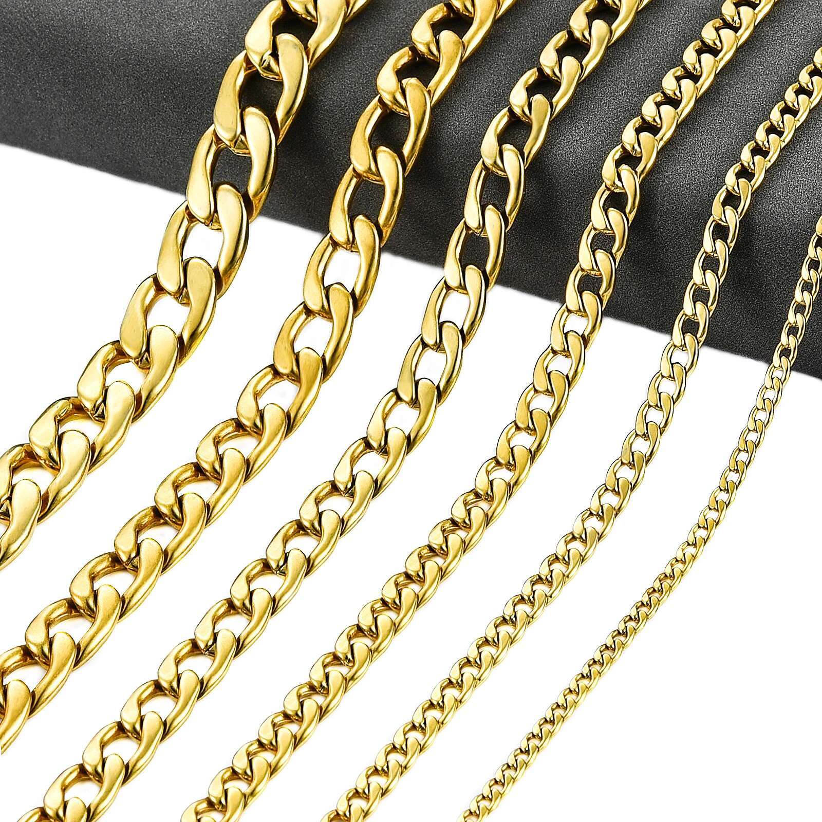 Men's Chunky Stainless Steel k Cuban Chain Curb Necklace for Women Men Gold Color Plated Choker Punk Rock Boy Metal Jewelry