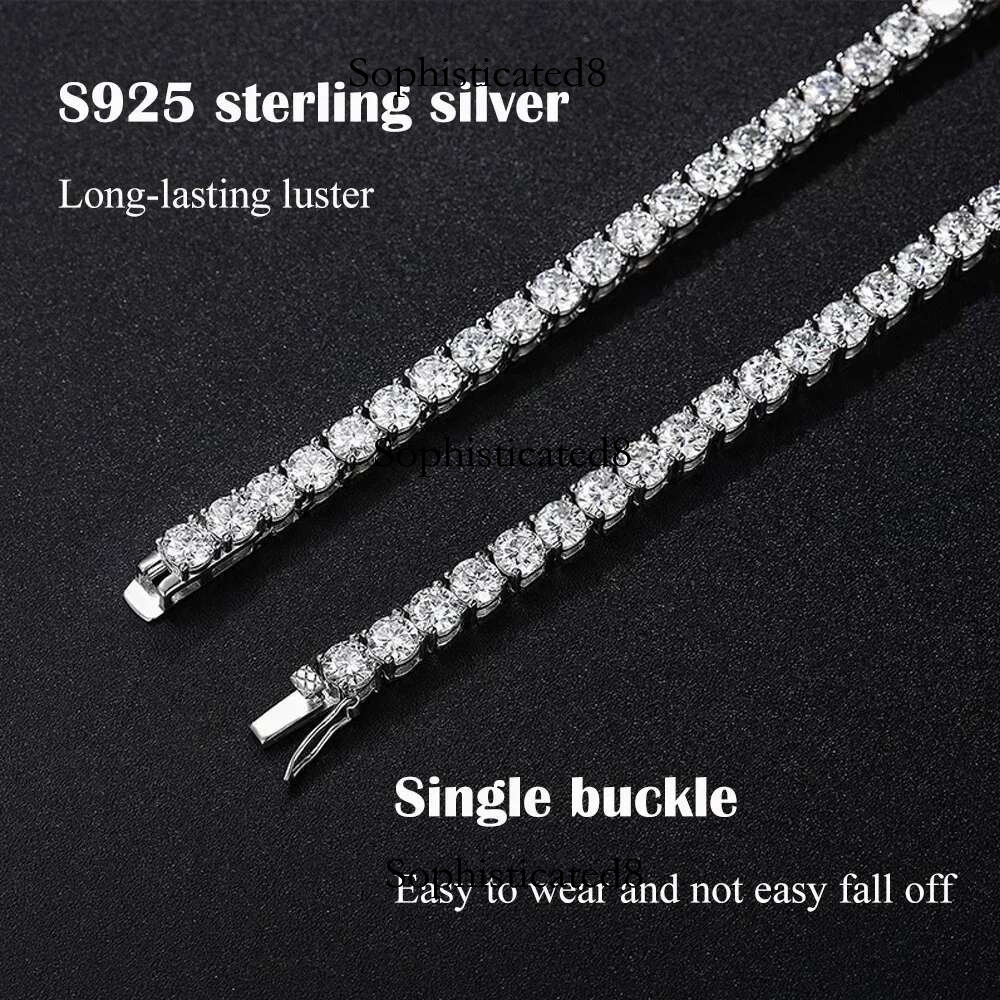 3/4/5/6.5mm Real Moissanite Tennis Necklace Bracelet for Men Women Sterg Sier Lab Dia Neck Chains Party Jewelry GRA