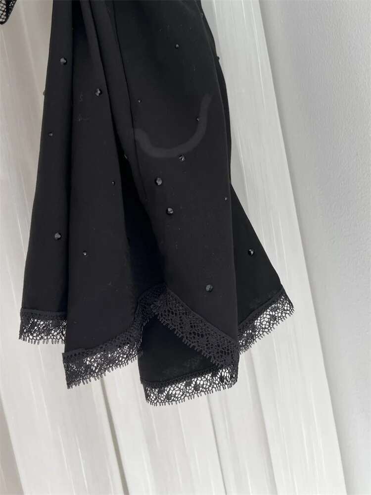 Women Lace Ing Camisole Dress 100% Viscose Hot Rhie Decoration Lady Sleeveless Black Jacquard Sg Long Robe