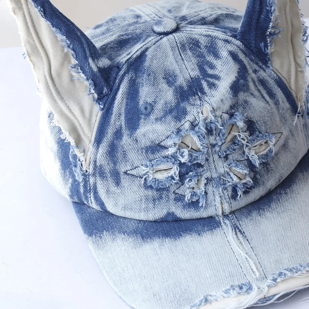 er y2k style personalized cowboy perforated baseball cap womens three-dimensional ears street duckbill cap 250303