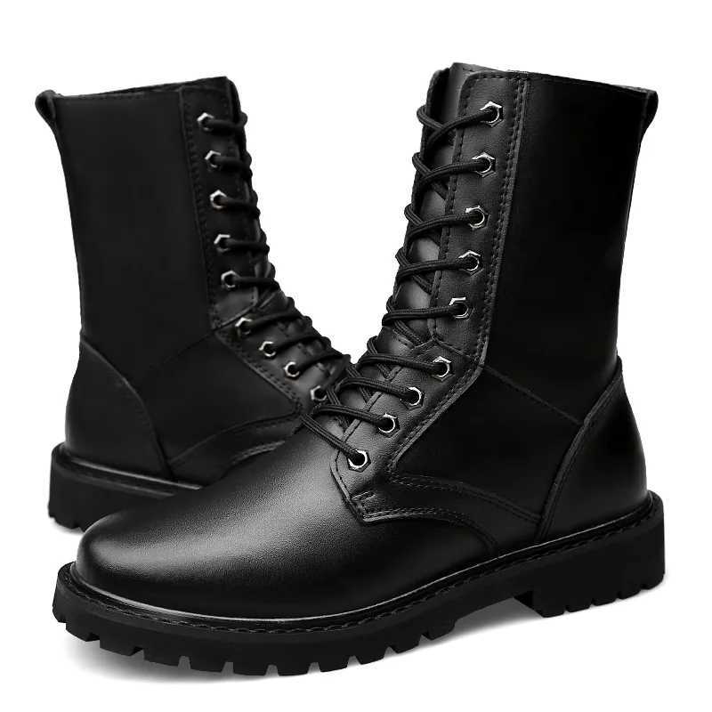 Luxury Winter Lace Up Outdoor Long Boots Motorcycle Boots Winter Warmth Designer High Leather Shoes Fashion Casual Black Boots Z250303