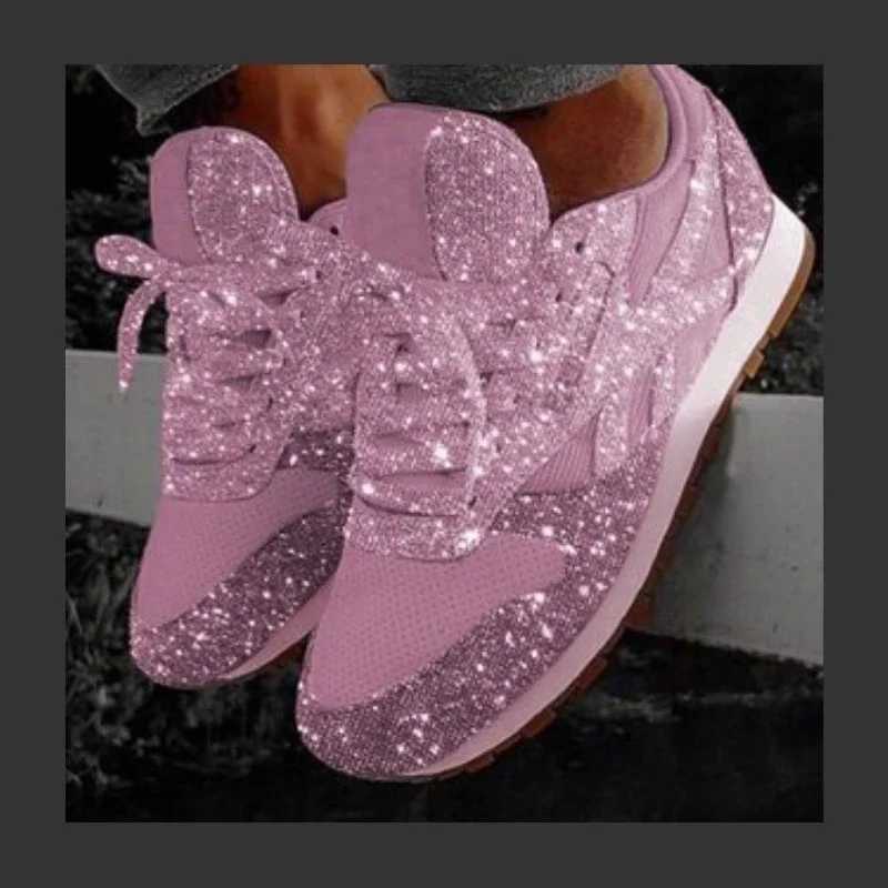 Womens Sneakers Shining Glitter Autumn Shoes Womens Platform Trainers Ladies Silver Shoes Womens Tennis Red Blue Platform Shoes M250303
