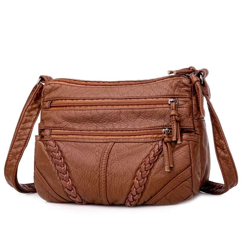 Vintage Solid Color Shoulder Retro Crossbody Women's Handbag Soft Leather Bag