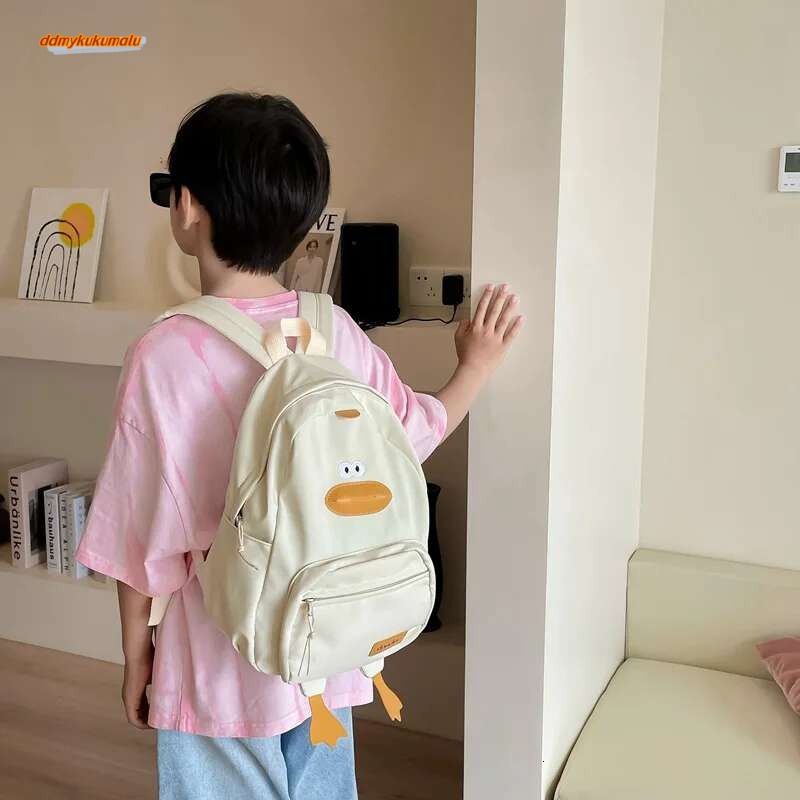 2025 Canvas Kids Backpack Bag for Girls Boys Cartoon Duck Children Travel Bags Portable Primary Child School Backpacks #ddmykukumalu