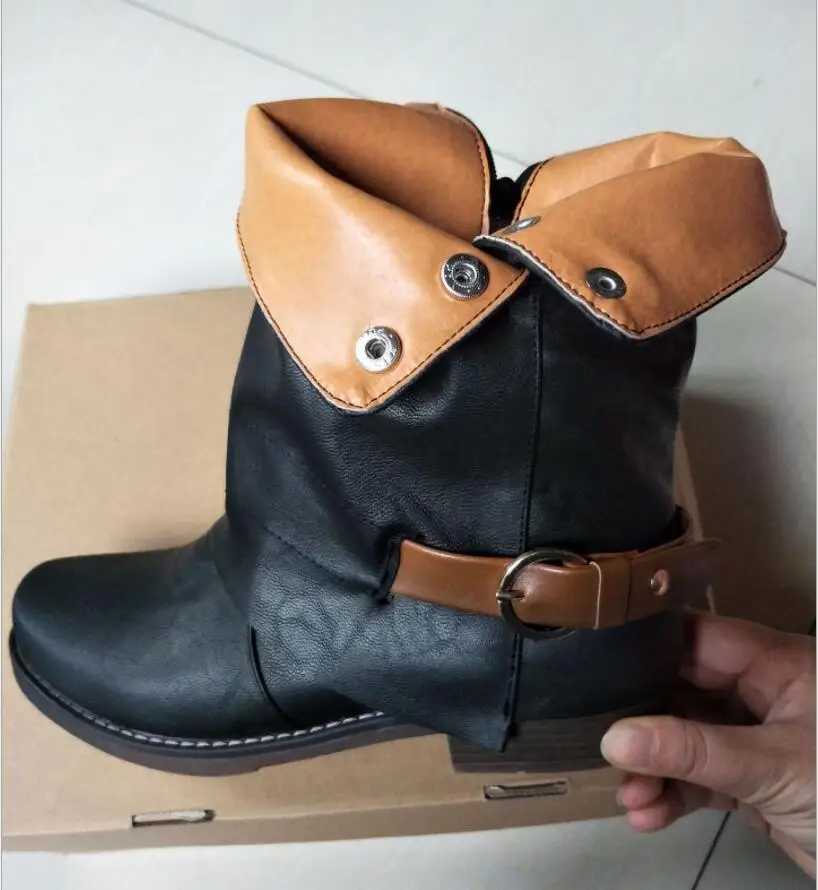 2021 Boots Femme Women Genuine Leather Buckle Ankle Boots Kitten Heel Oxford Fashion Boots Zipper Casual Motorcycle Boots Z250303