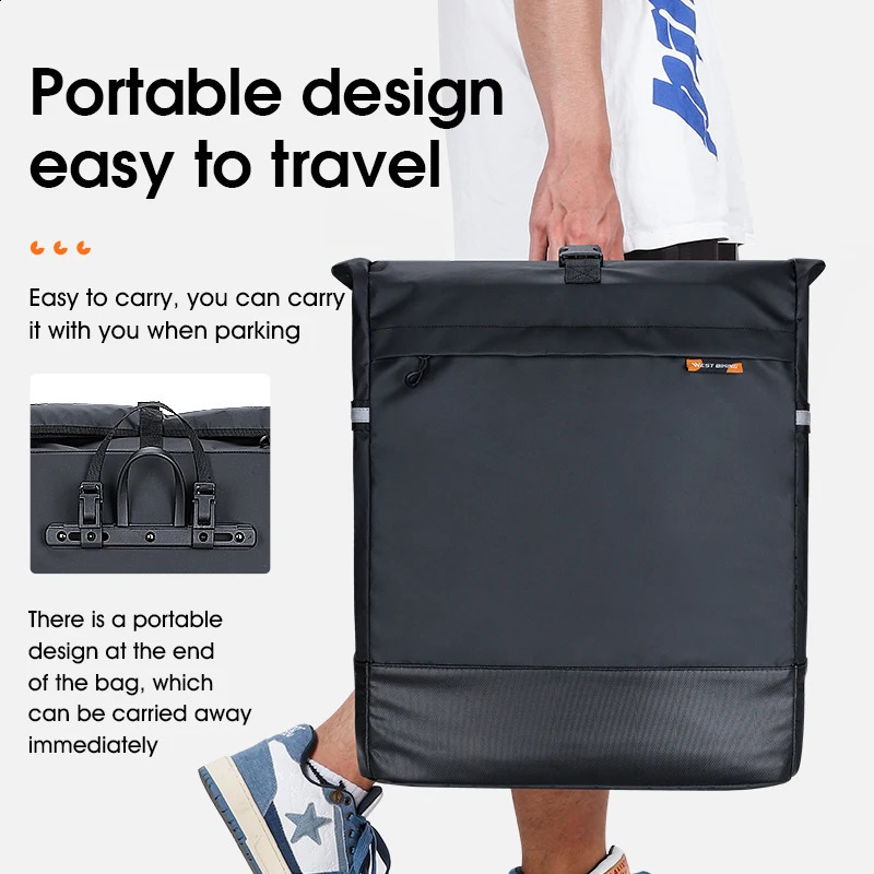 Ship from US WEST BIKING 30L Waterproof Bike Rear Rack Bag Riding Side Storage Pannier Bicycle Trunk Seat Pack Shoulder Bag 250228FBB
