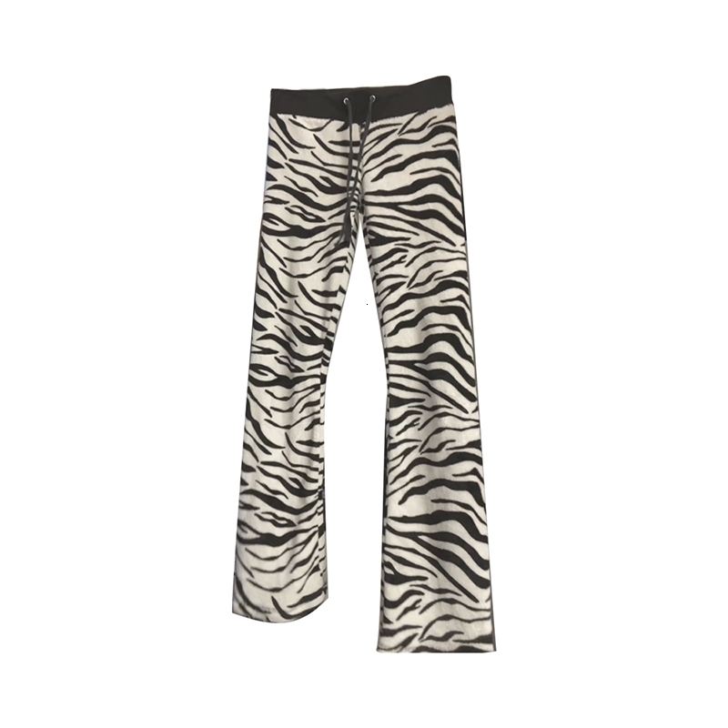 Zebra stripe pattern trousers rock aesthetic harajuku Y2K bottoms straight grunge punk fashion casual abi retro womens w250228