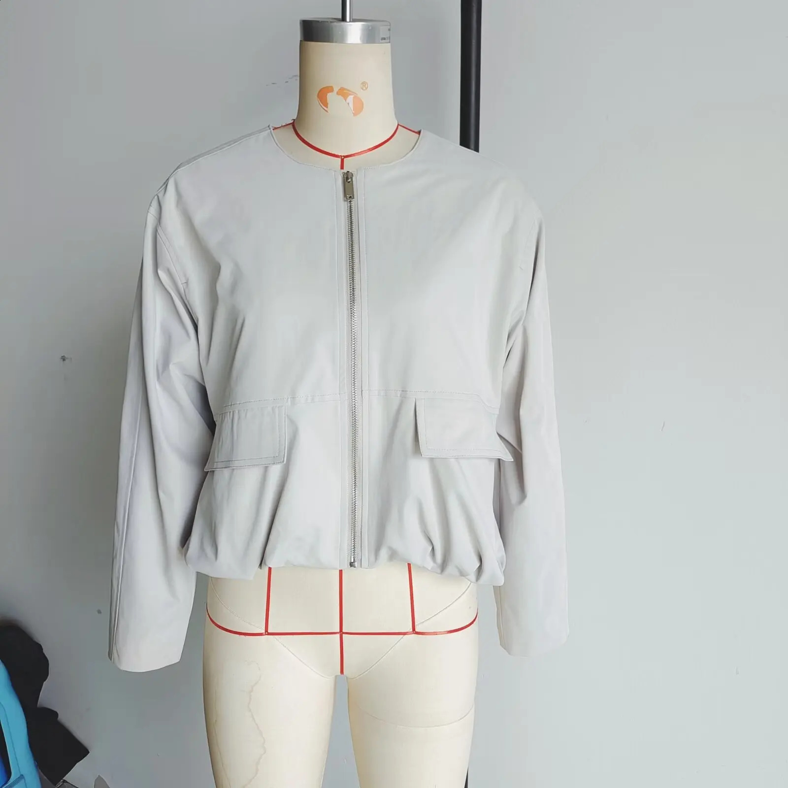 Womens fashion casual plus size round neck windproof jacket top 250228