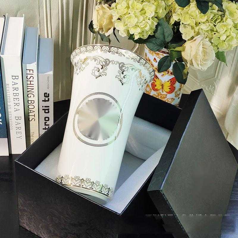 2025--Ceramic vase arrangement living room TV cabinet flower arrangement European table decorations furnishings gift