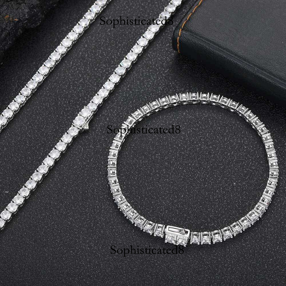 KNOBSPIN D VVS1 Moissanite Tennis for Women Wedding Jewelry with Certificate s Sliver Plated White Gold Necklace
