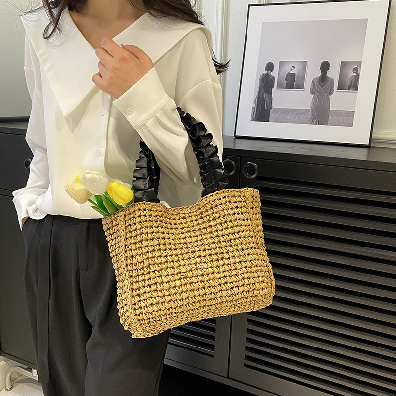 2025 Summer Straw Handbag Ins Wind Seaside Resort Handmade Woven Fashion Handheld Single Shoulder Underarm Bag #swissmilitary
