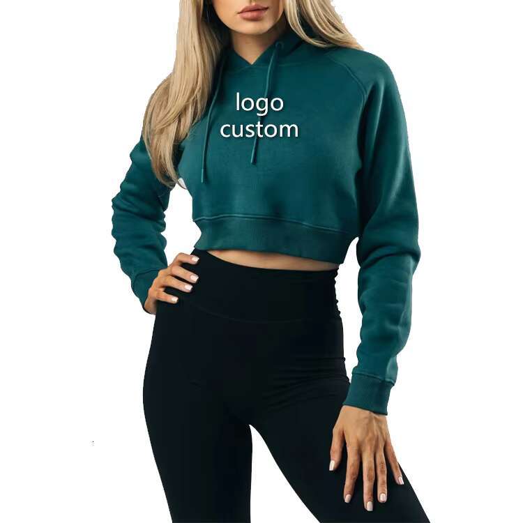 Wholesale Fiess Workout Pullover Custom Women Cropped Long Sleeve Hoodie
