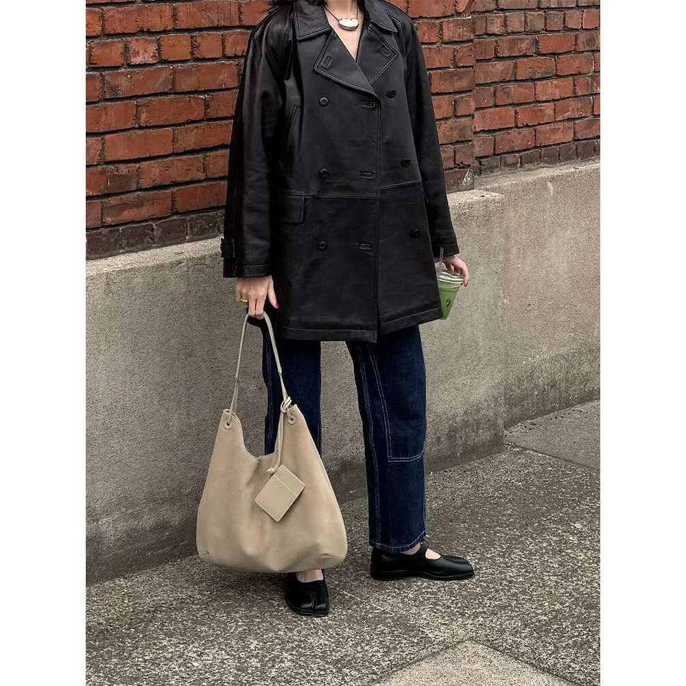 Women Genuine Leather Shoulder Tote Large Capacity Retro Handbag For Work Travel Chic Hobo Bag With Pouch